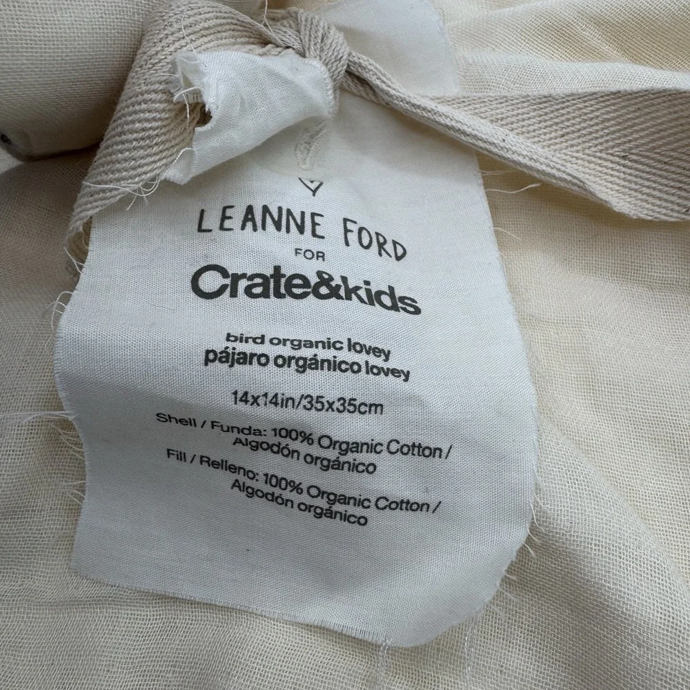 Leanne Ford Design Bird Organic Cotton Lovey Security Blanket Cream Crate Barrel